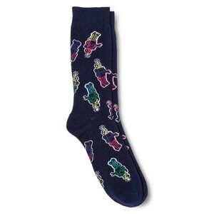 Mossimo Size 6-12 Crew Socks Mens Navy Colorful Robot Graphic Pattern NEW